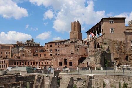 famous roman forum in rome city center italyの写真素材