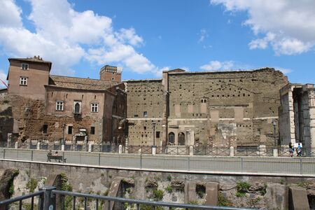 famous roman forum in rome city center italyの写真素材