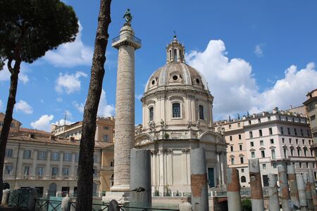 famous roman forum in rome city center italyの写真素材