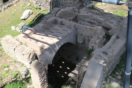 famous roman forum in rome city center italyの写真素材