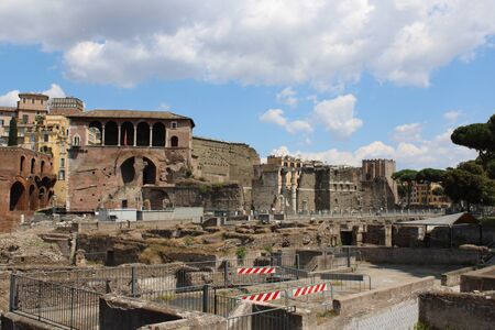 famous roman forum in rome city center italyの写真素材