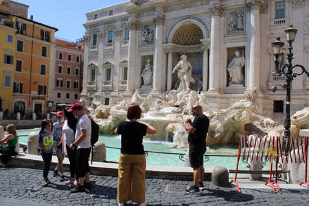 famous trevi fountain in rome city center rome italyのeditorial素材