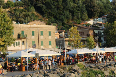City center of historical town of Anguillara Sabazia near lake bracciano rome italyの写真素材