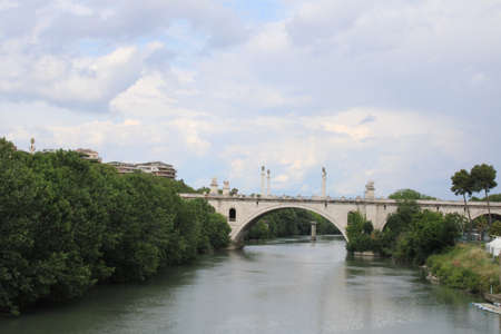 river tiber a famous river in rome italy selective focusの写真素材