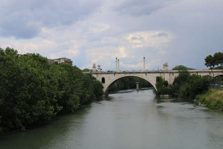 river tiber a famous river in rome italy selective focusの写真素材