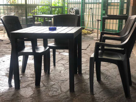 chairs outside a bar