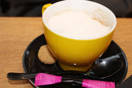 cup of coffee on tableの写真素材