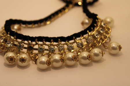 golden beads necklace gold jewelleryの写真素材