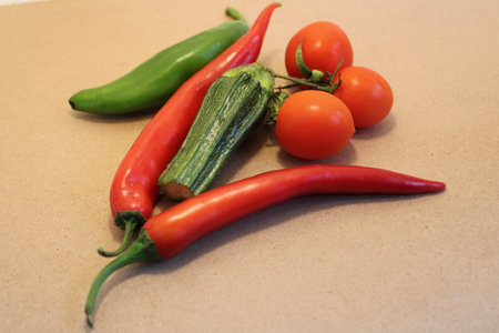 mix vegetable on cutting board in home kitchenの写真素材