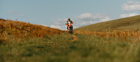 Professional enduro bike rider on action. Motocross sport.の写真素材