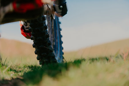 Professional enduro bike rider on action. Motocross sport.