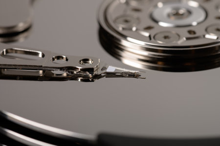 Macro hard drive. The concept of restoring lost data.