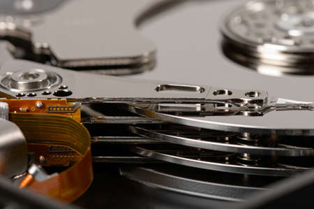 Macro hard drive. The concept of data loss or data compromise.の写真素材