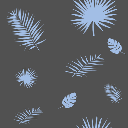Vector illustration of a silhouette of a blue palm leafのイラスト素材