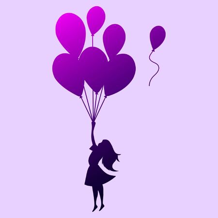 Balloons and a girlのイラスト素材