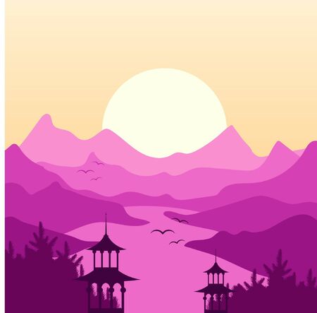 Sunset in the Mountains.のイラスト素材