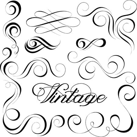 Collection of vector calligraphic flourishes and swirls - Illustrationのイラスト素材