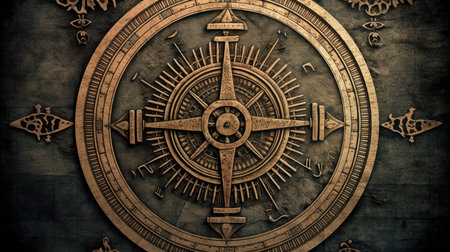 A Norse symbol called "vegvisir.". Created with Generative AI.の素材