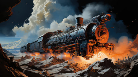 Spacecraft in vibrant expanse. Created with Generative AIの素材