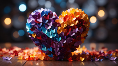 Love, acceptance, and unity: lgbtq+ rainbow heart. Created with Generative AIの素材