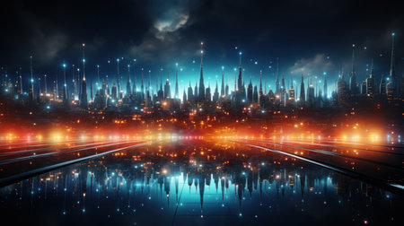 Smart city's connection. Created with Generative AI.の素材