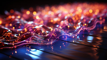 Neon dreamscape voyage. Created with Generative AI.の素材