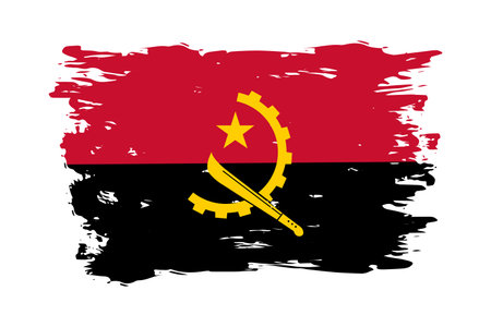 Flag of Angola painted with a brush stroke. abstract concept. Angolan national flag in grunge style. vector illustrationのイラスト素材