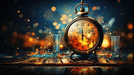 Sparkling countdown to midnight. Created with Generative AI.の素材