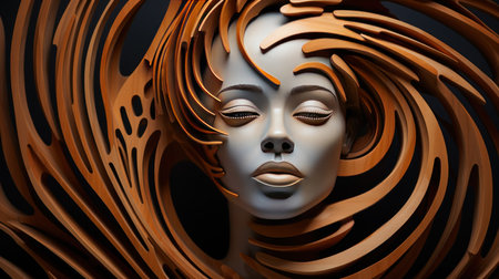 Intriguing form: Wood sculpture. Created with Generative AI.の素材