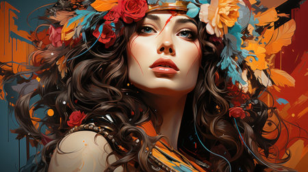 Athena resurrected: 1990s pop art tribute. Created with Generative AI.の素材