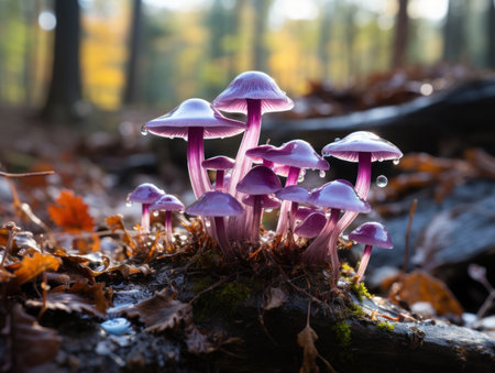 Mushroom dance: Vibrant colors, laughter, sweet music. Created with Generative AI.の素材