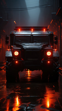 A close-up of the truck. Ceated with Generative AI.の素材