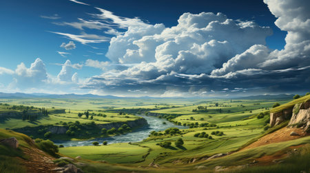 Embark on a visual journey as stormy clouds gather overhead. Ceated with Generative AI.の素材