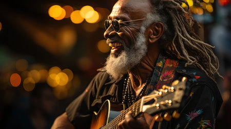 A close-up of the Rasta man's face. Ceated with Generative AI.の素材