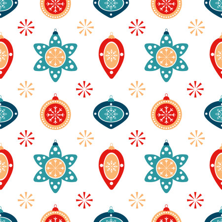 Seamless New Year and Christmas pattern in scandinavian style. vector illustration.のイラスト素材