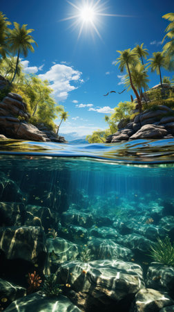 Enormous desire: Touching crystal clear beauty. Created with Generative AI.の素材