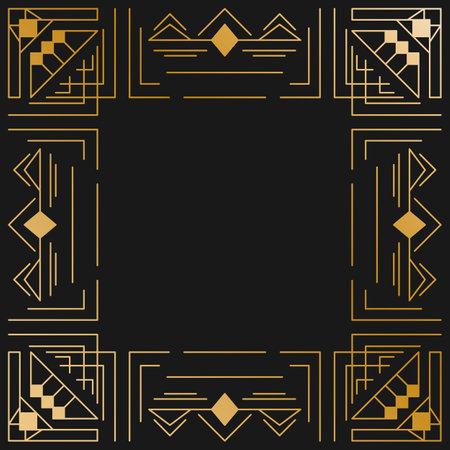 Classic abstract invitation with art deco geometric frame for decoration design. Modern design. Elegant decoration. Abstract modern line backgroundのイラスト素材