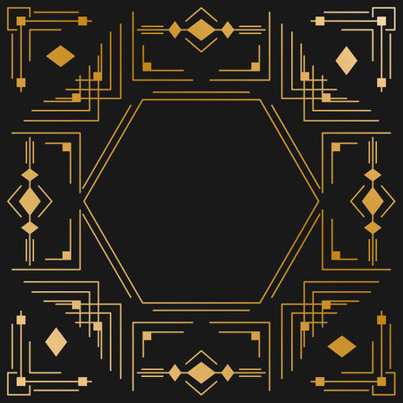 Classic abstract invitation with art deco geometric frame for decoration design. Modern design. Elegant decoration. Abstract modern line backgroundのイラスト素材
