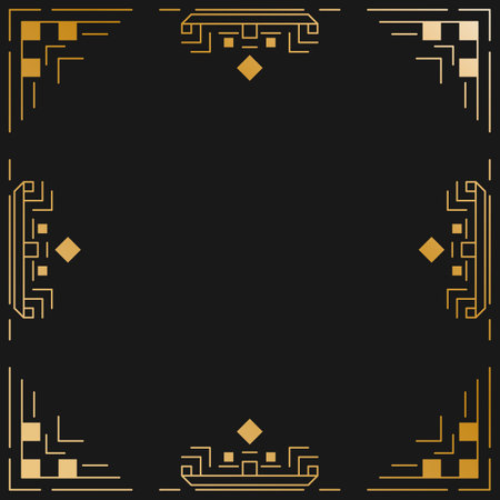 Classic abstract invitation with art deco geometric frame for decoration design. Modern design. Elegant decoration. Abstract modern line backgroundのイラスト素材