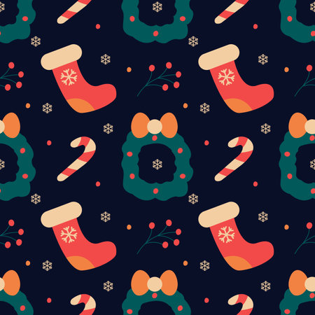 Winter Christmas seamless pattern. Holiday design creation. Vector illustrationのイラスト素材