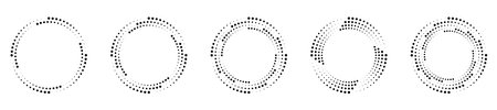 Abstract geometric design featuring a circle swirl dots shape with dotted spiral lines. Radial spinning halftone form. For posters, banners, logos, icons, presentations, and booklets. Vectorのイラスト素材