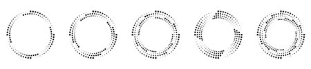 Abstract geometric design featuring a circle swirl dots shape with dotted spiral lines. Radial spinning halftone form. For posters, banners, logos, icons, presentations, and booklets. Vectorのイラスト素材