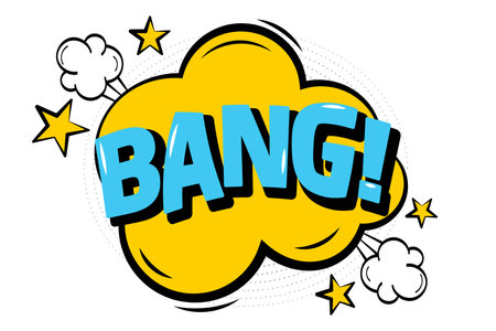 Bang - Comic book, wording sound effect, cartoon expression isolated on white background. Retro pop...