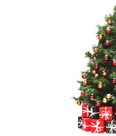 christmas tree isolated on white backgroundの写真素材