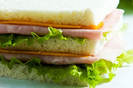 ham lettuce and cheese sandwichの写真素材