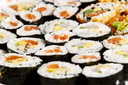 various types of japanese sushiの写真素材