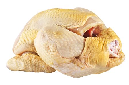 raw chicken isolated on white backgroundの写真素材