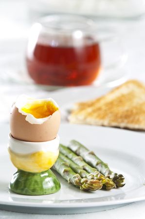 Healthy breakfast served on white plate の写真素材