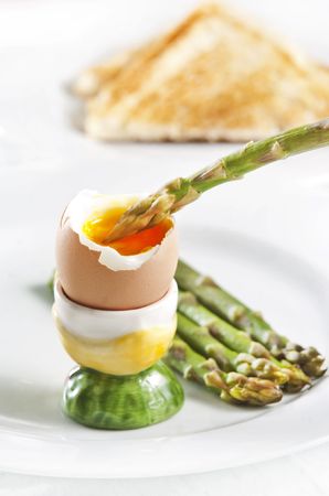 Healthy breakfast served on white plate の写真素材