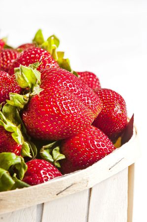 basket full of ripe and delicious strawberriesの写真素材